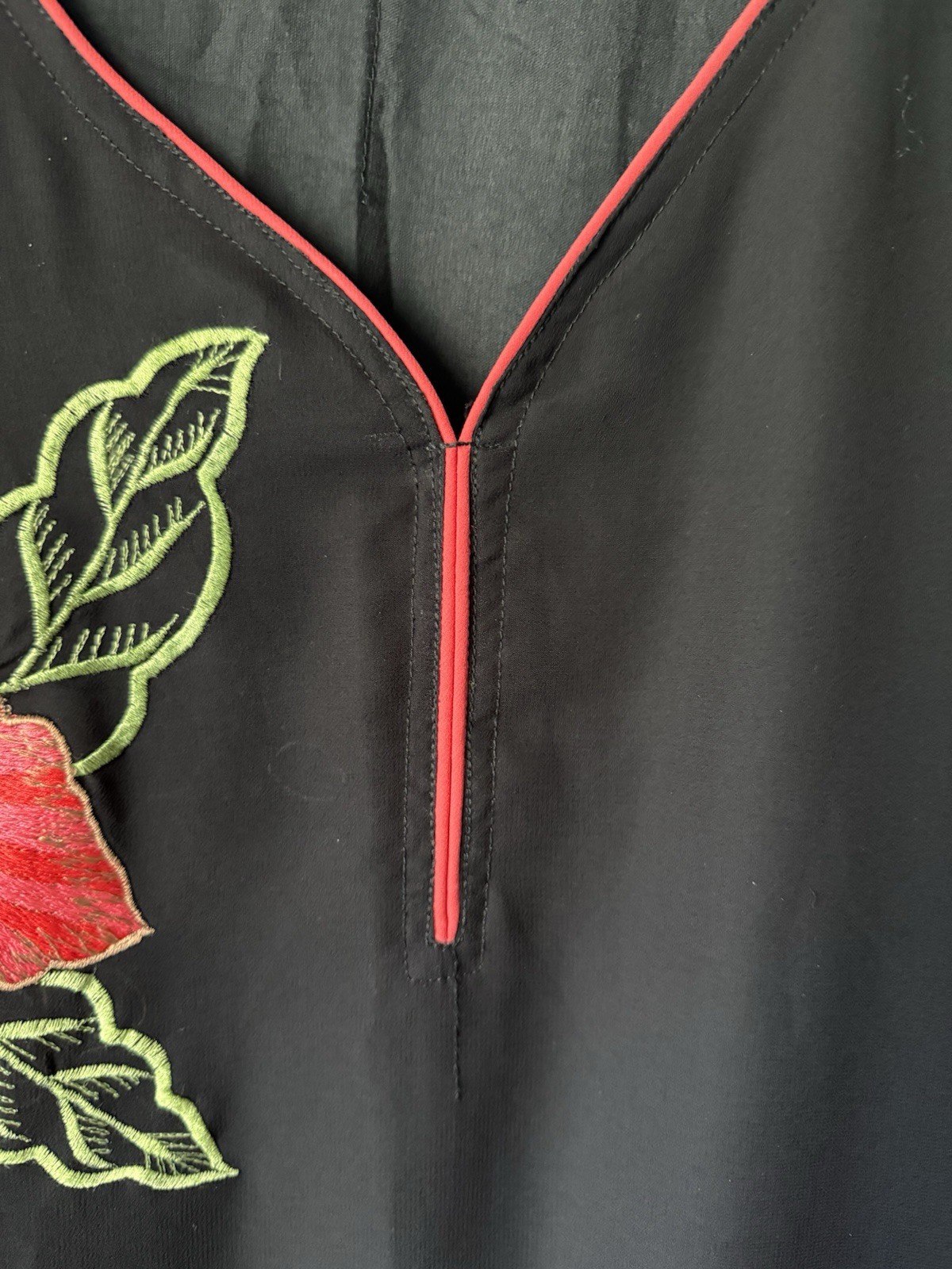 Ray Boutique Women Dress Indian Tunic Lined Embroidered Appliqué Flowers Size XL