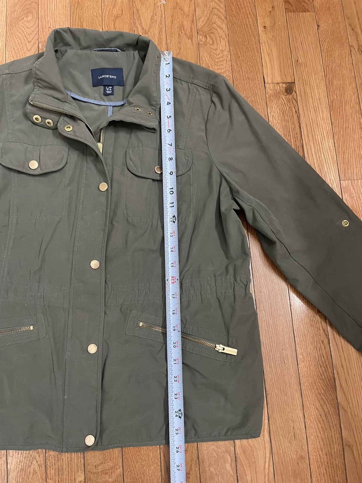 Lands’ End Lightweight Sporty Women’s Utility Jacket Windbreaker Green Size LP