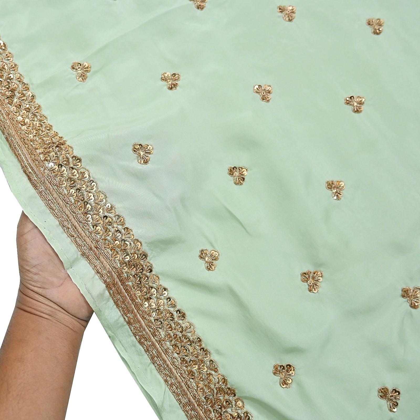 Rare Vintage Pista Green Pure Silk Saree Hand Embroidered Designer Sabyasachi
