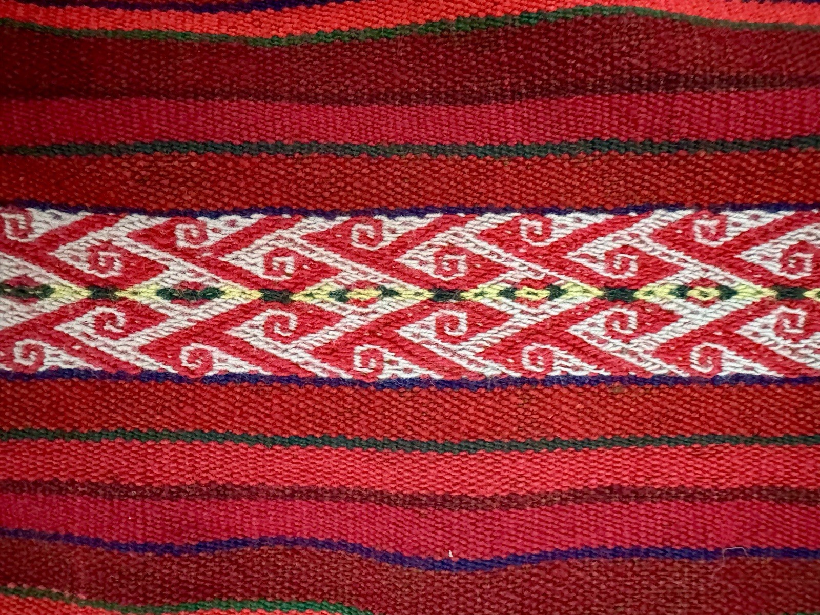 Vintage Andean Aguayo Handwoven Backstrap Handspun Alpaca Wool Peru Poncho
