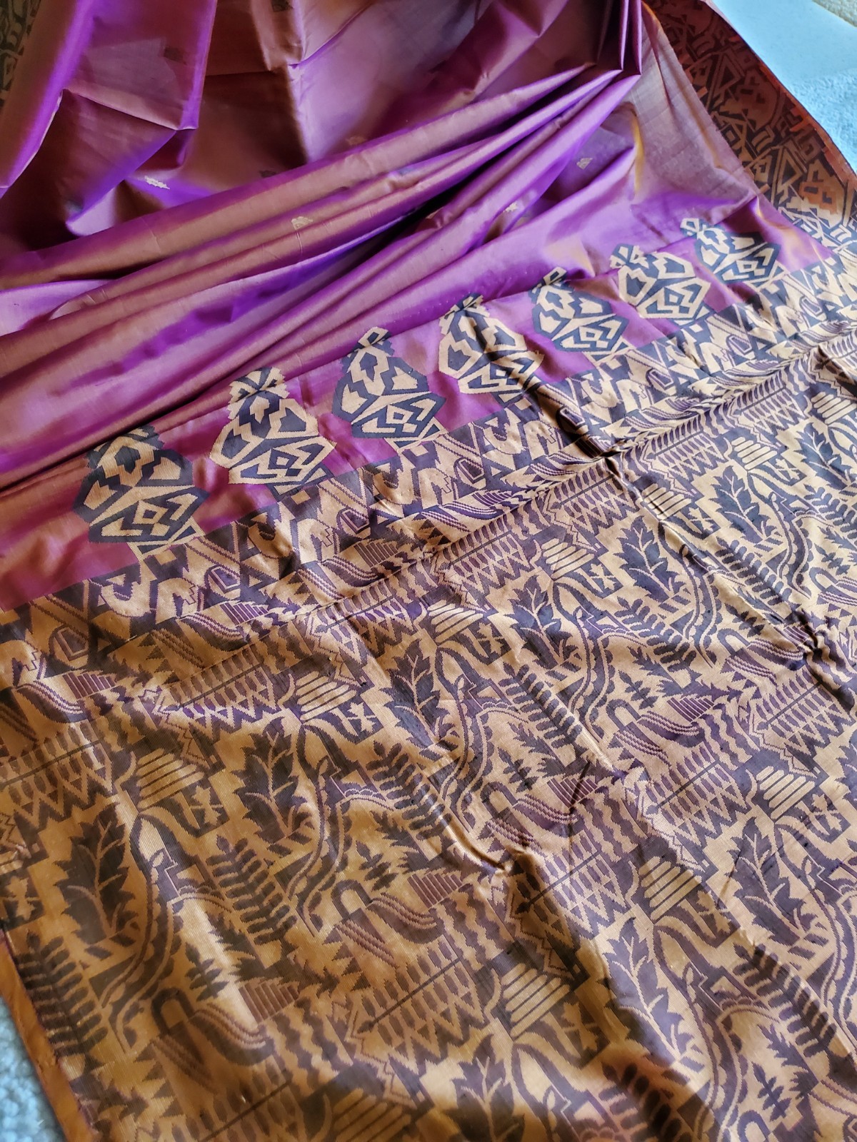 Women Pure Silk Valkalam Saree Threadwork No Zari Vintage Designer Handloom