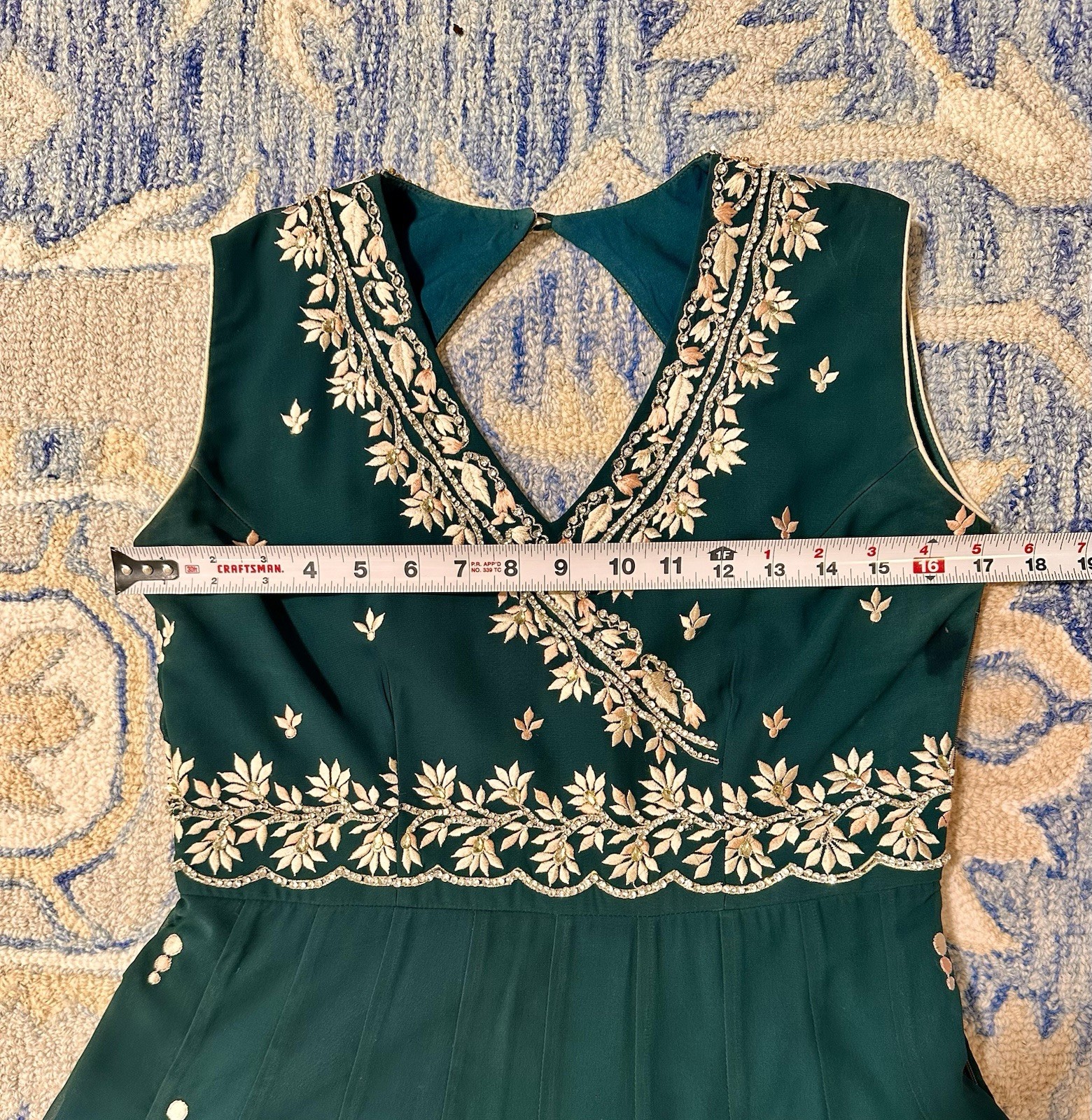 Indian Wedding Guest Dress W Matching Dupatta/Wrap S Green Embellished Gold