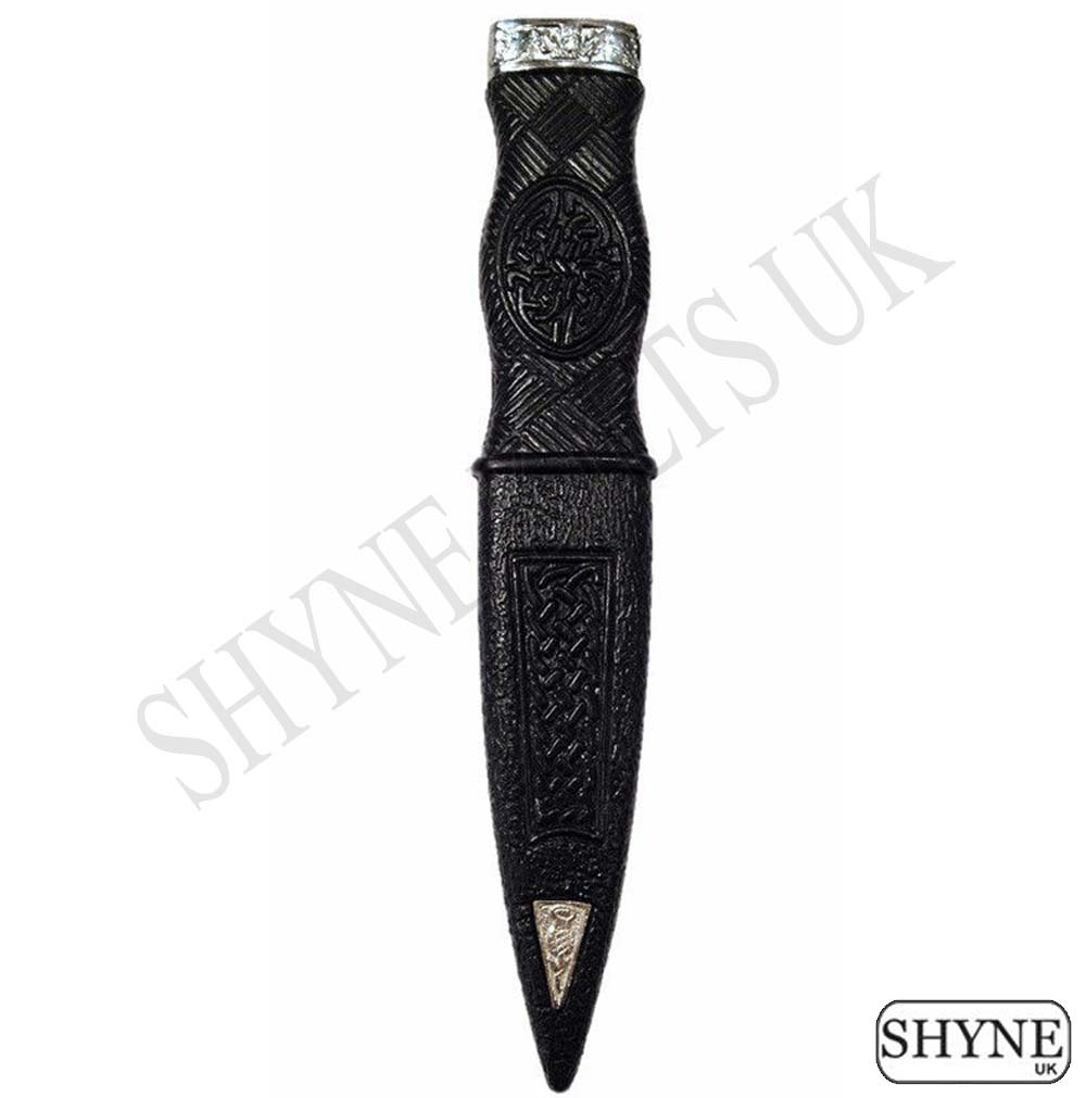 KILT HIGHLANDWEAR SAFETY SGIAN DUBH DUMMY PEWTER MOUNT THISTLE DESIGN