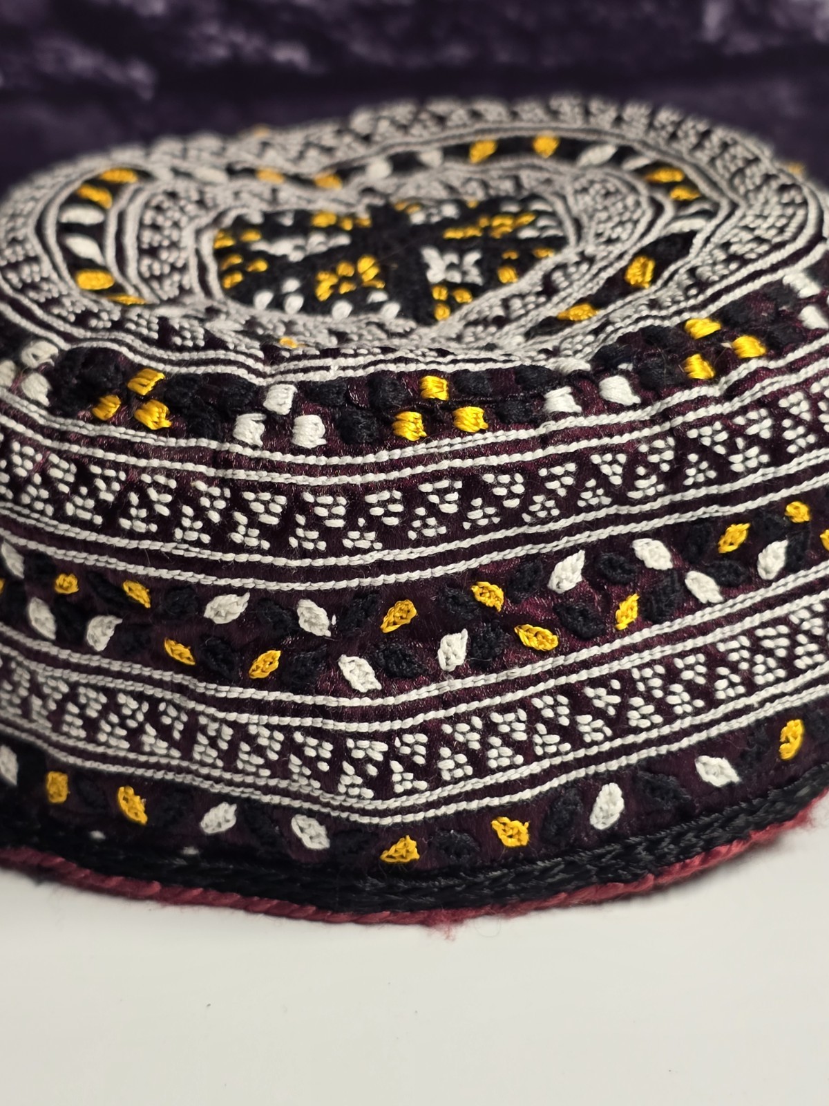 Turkmen Handmade Hat Embroidery Multicolored Tribal Vintage