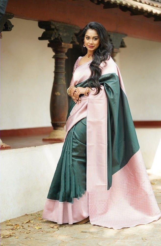 Indian Women’s Jaccquard Saree With Unstitched Blouse Festive Party Wear Sari
