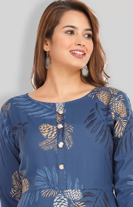 Designer Rayon Blend Stitched Anarkali Gown Kurta Bollywood Women Tunic Kurti