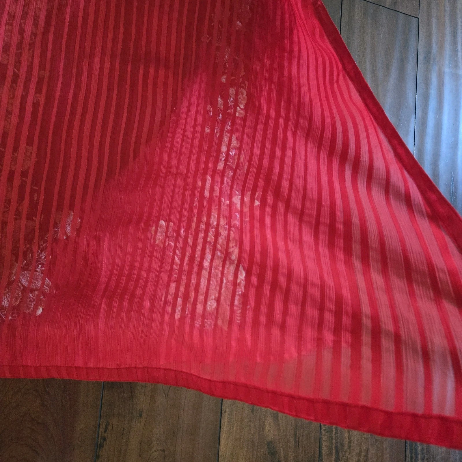 Embroidered Salwar Kameez Dupatta Long Scarf Red Gold Chiffon Party Wear Dress