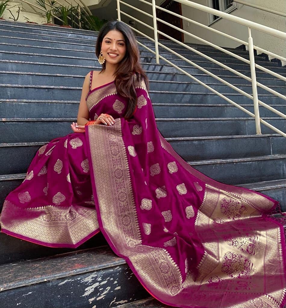TRADITIONAL PARTY WEAR SOFT SILK INDIAN WEDDING WEAR KANJEEVARAM SAREE SARI