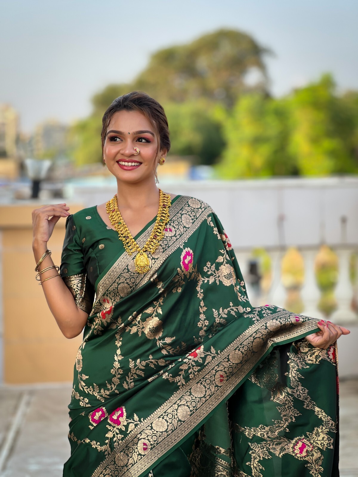 Meenakari Soft Banarasi Silk Women Sari Designer Weaving Indian Traditional Sari