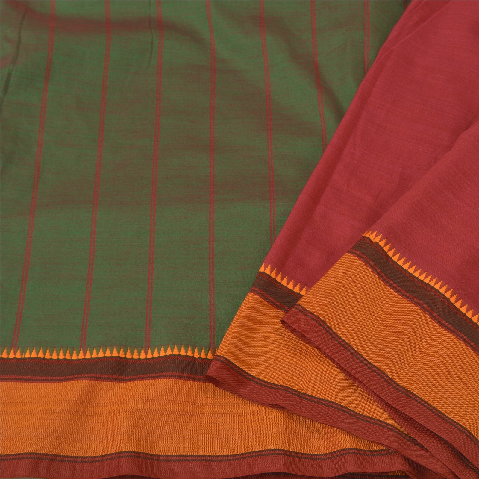 Sanskriti Vintage Dark Red Sarees Blend Cotton Woven Premium Sari Craft Fabric