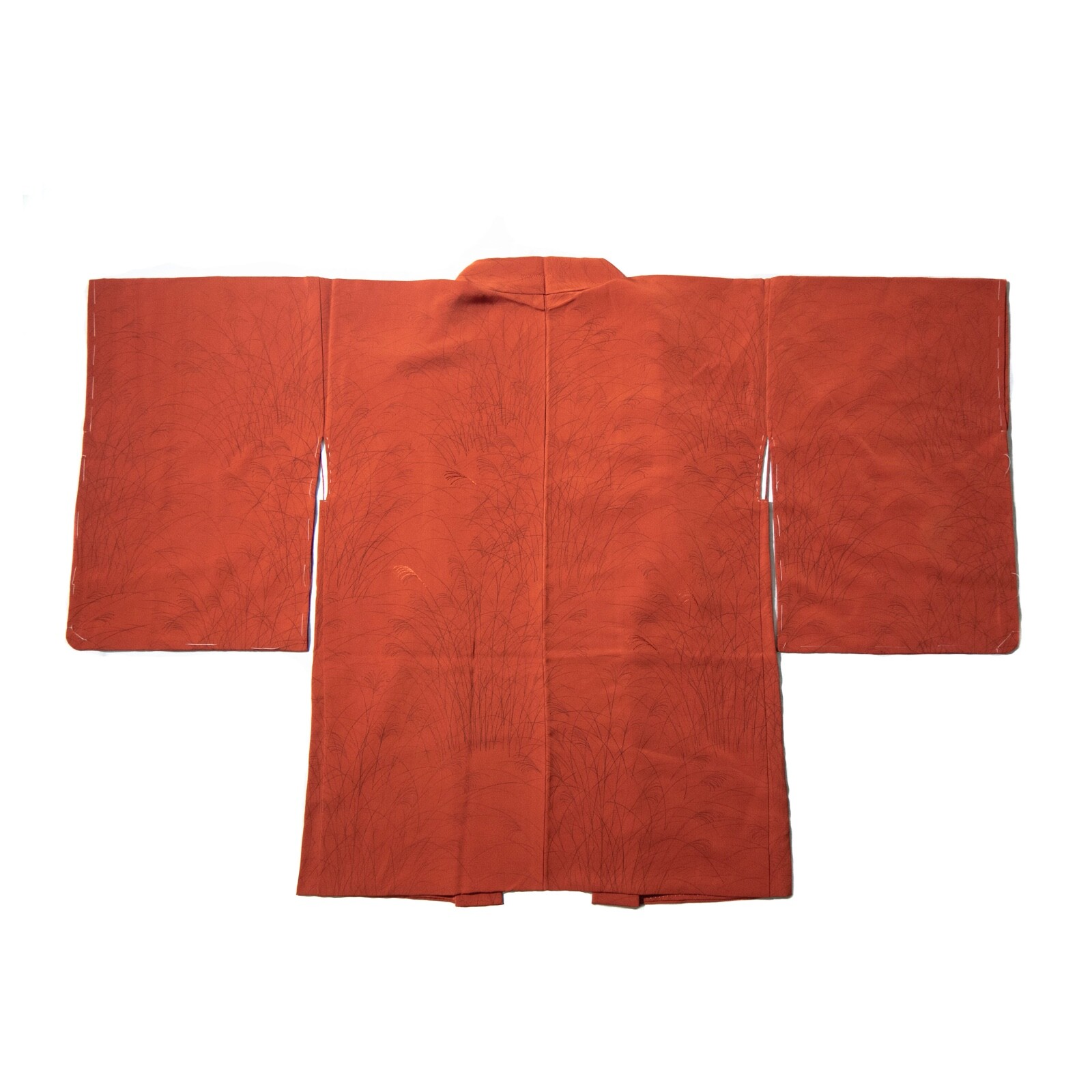 dark orange silver grass hand painted silk antique short kimono haori MOMOZONO