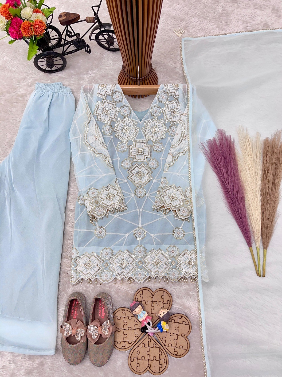 Readymade kids girls top plazzo party wear eid indian girls designer dress