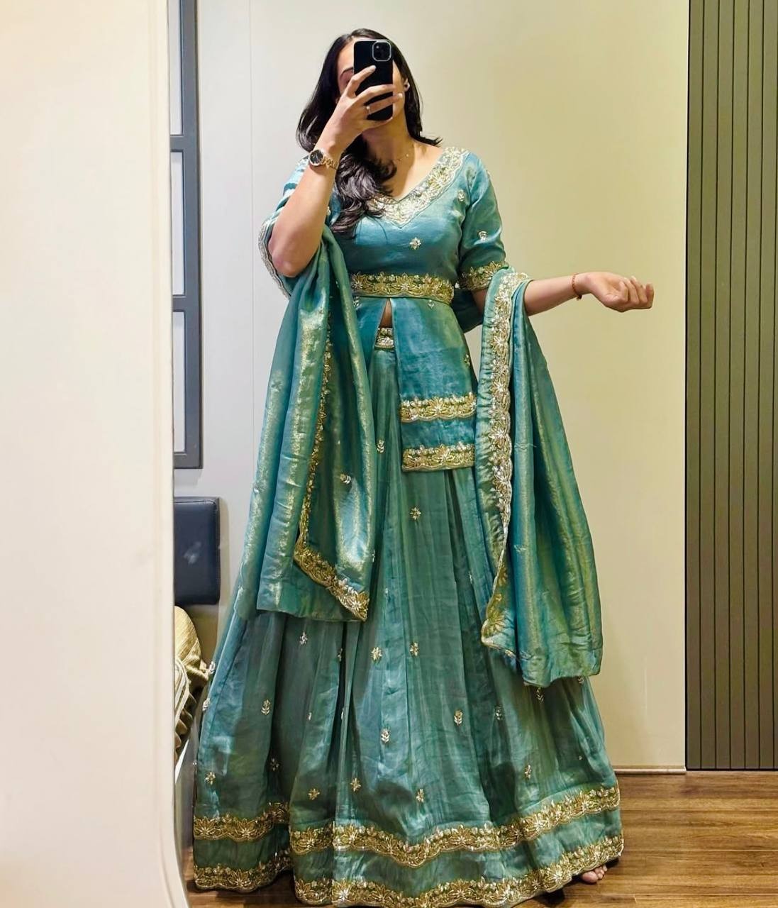 Attractive Designer Chinnon Silk Lehenga Choli With Dupatta For Women
