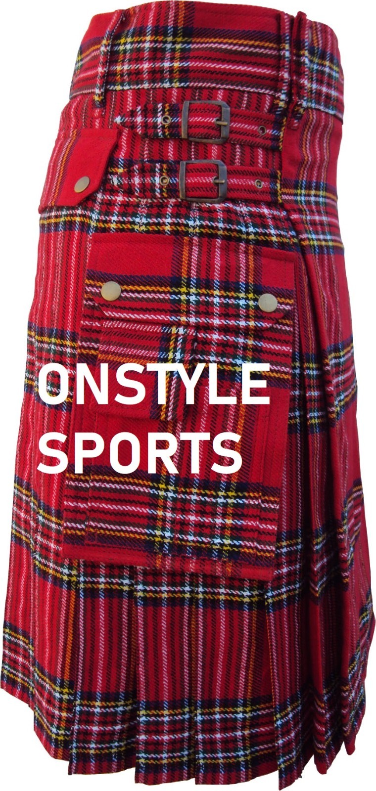 Royal Stewart Tartan Utility Kilt – Men’s Red Scottish Cargo Kilt – All Sizes