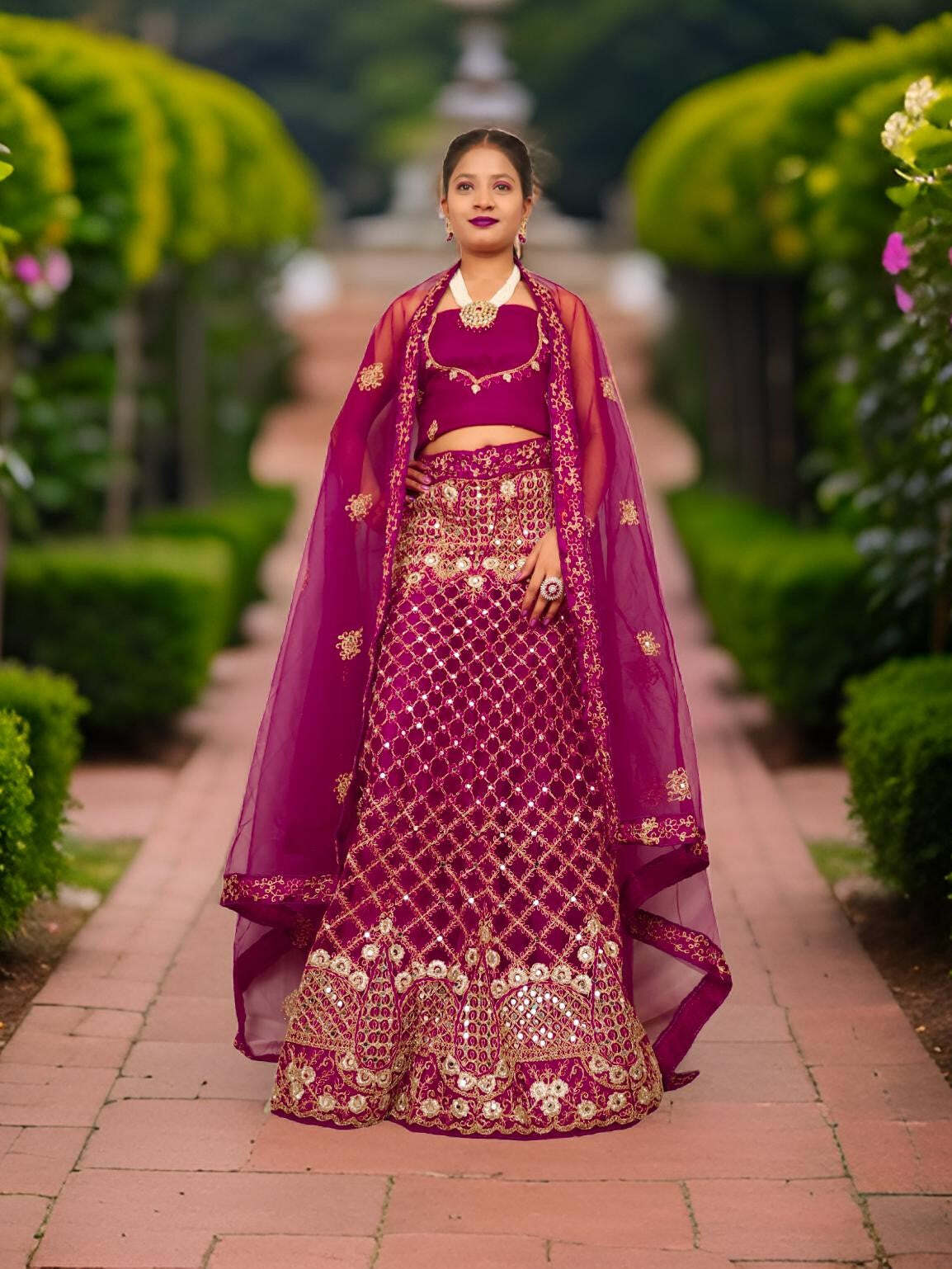 Semi-Stitched Lehenga Embroidery & Zari Thread Work by Shreekama