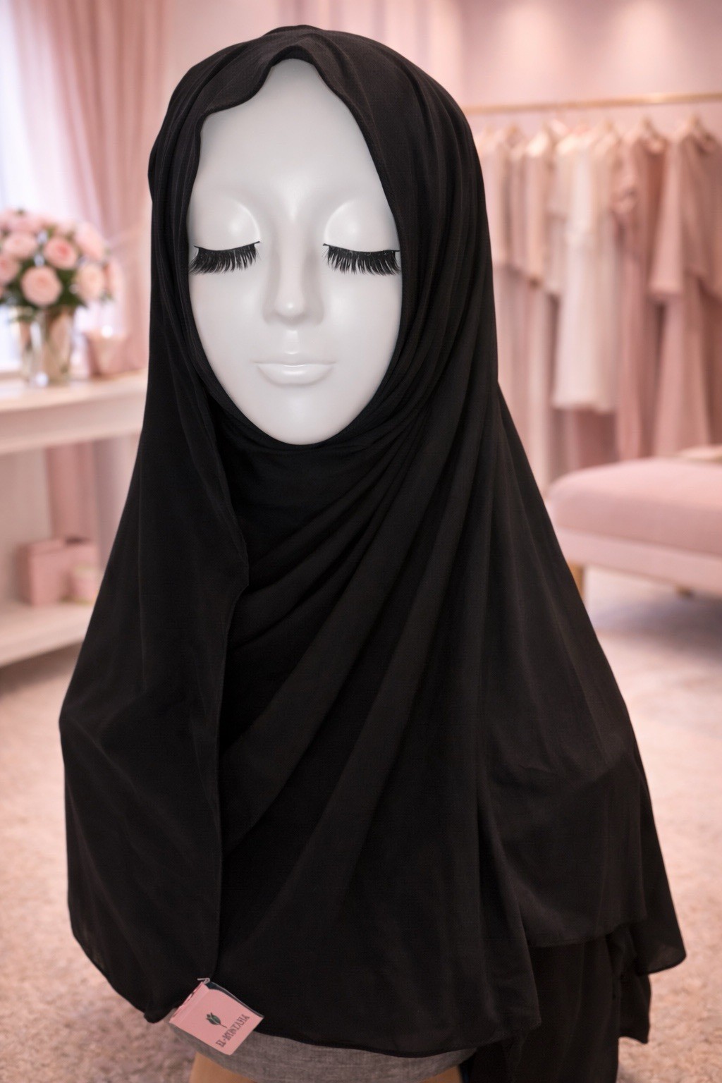 El-Muntaha 100% Cotton Black Hijab | Soft Breathable Modest Scarf