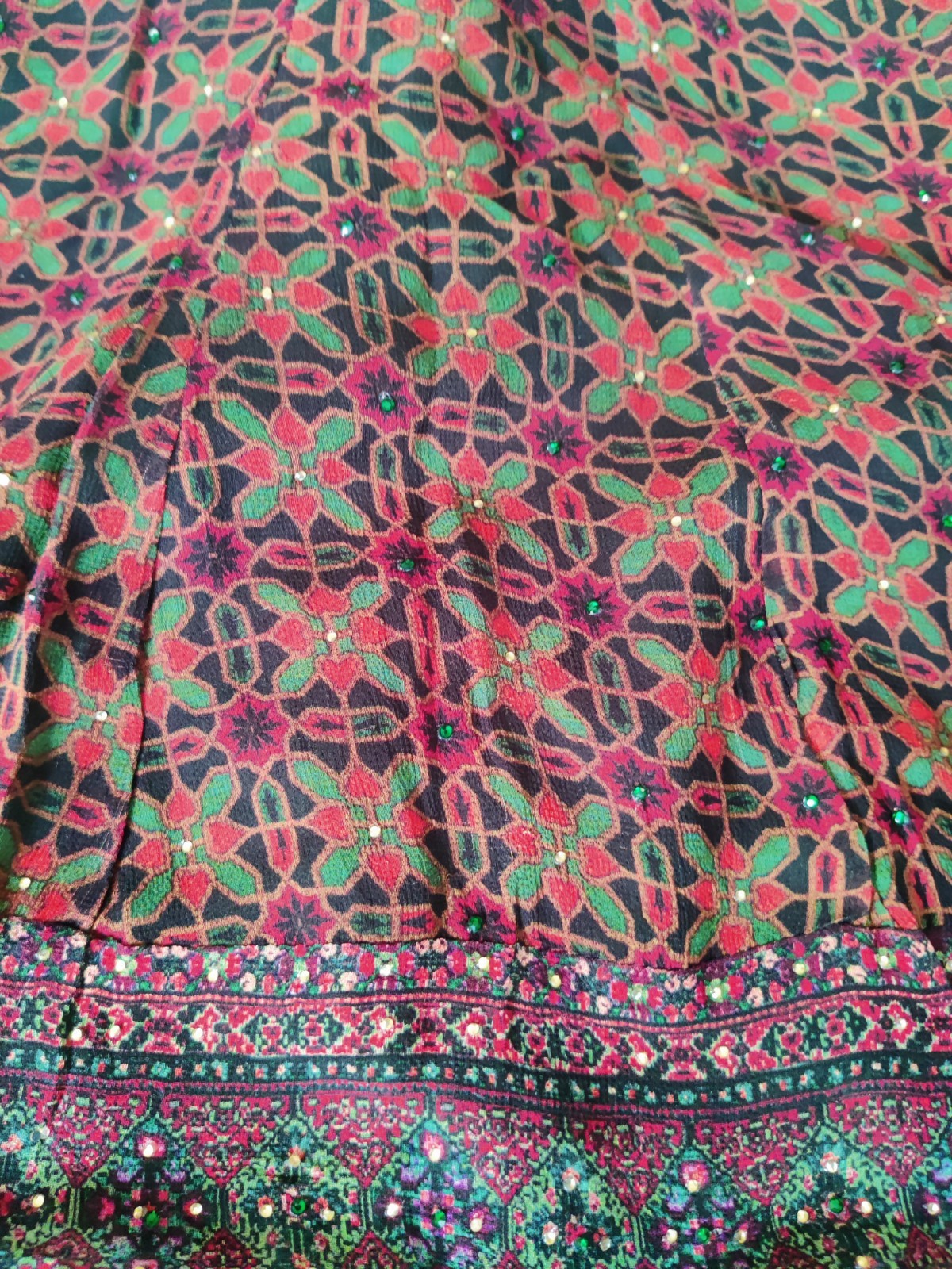 Chiffon lehnga Green Multicolor Embroidered Set with Dupatta Size 22