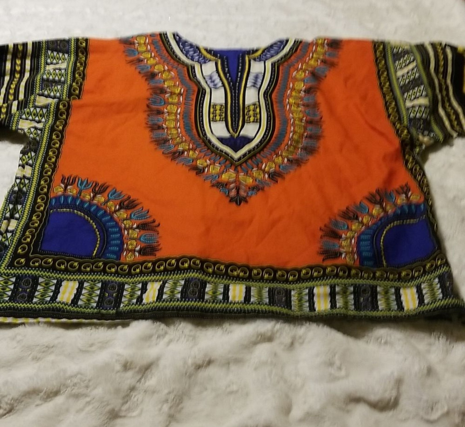 Colorful Unisex Size Medium African Dashiki Shirt Orange Black Multicolor
