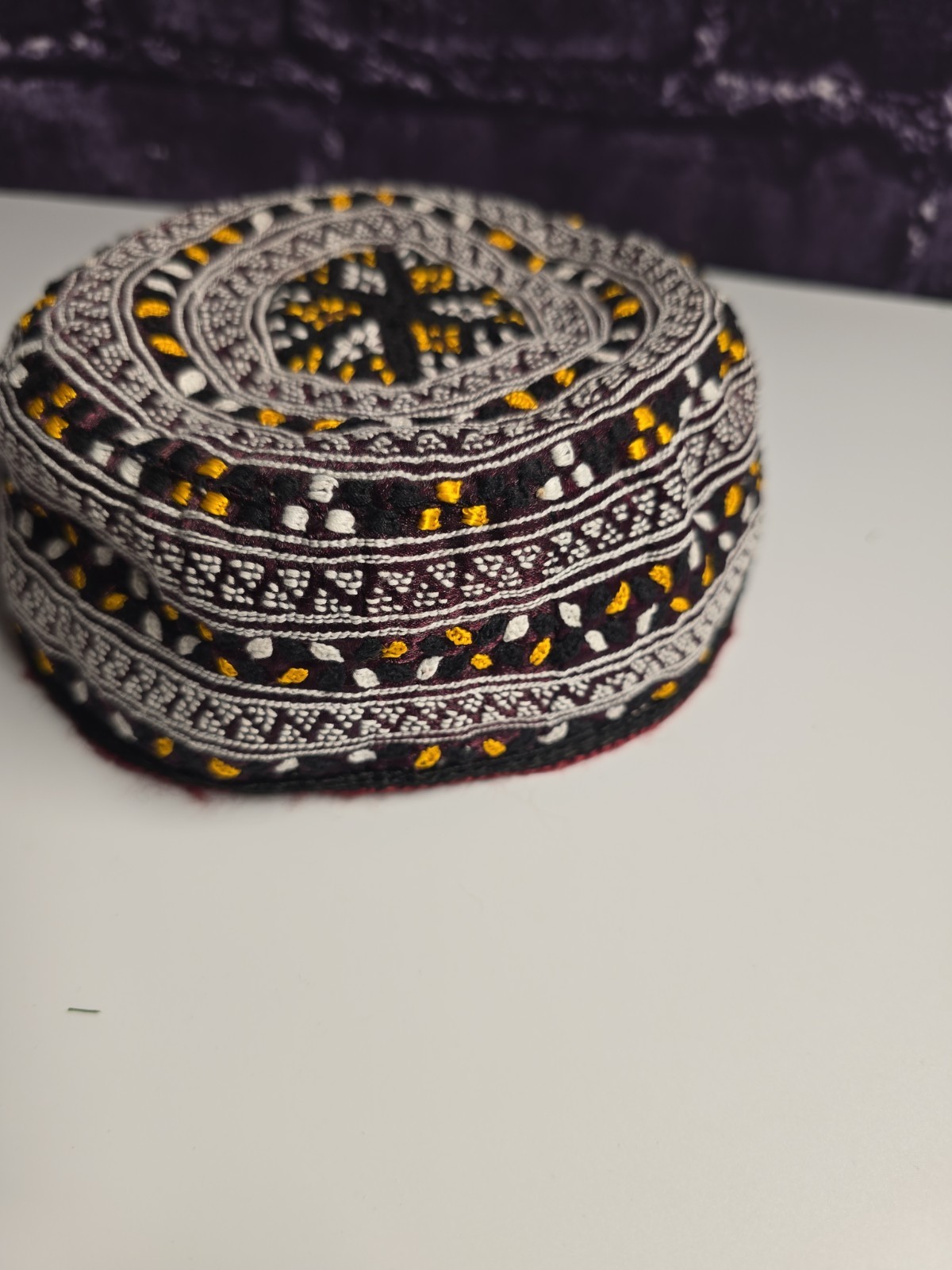 Turkmen Handmade Hat Embroidery Multicolored Tribal Vintage
