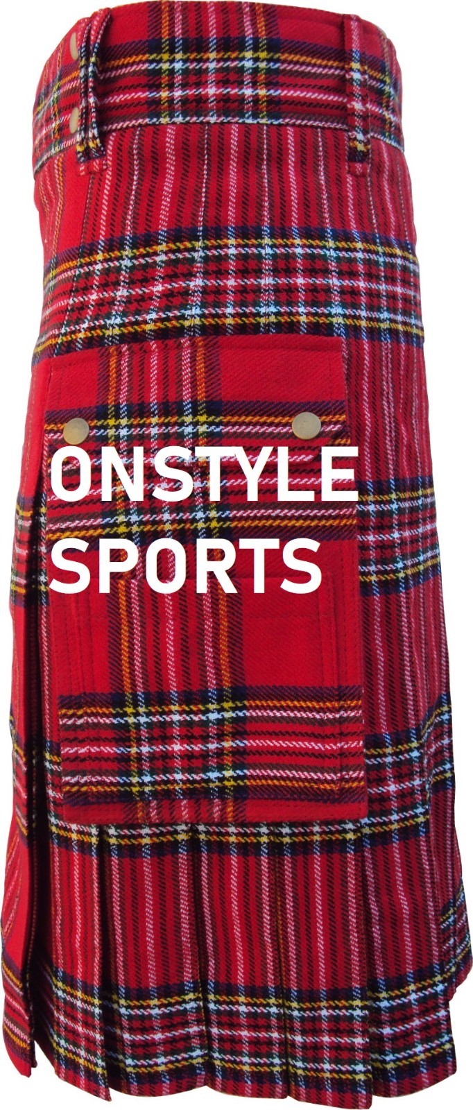 Royal Stewart Tartan Utility Kilt – Men’s Red Scottish Cargo Kilt – All Sizes