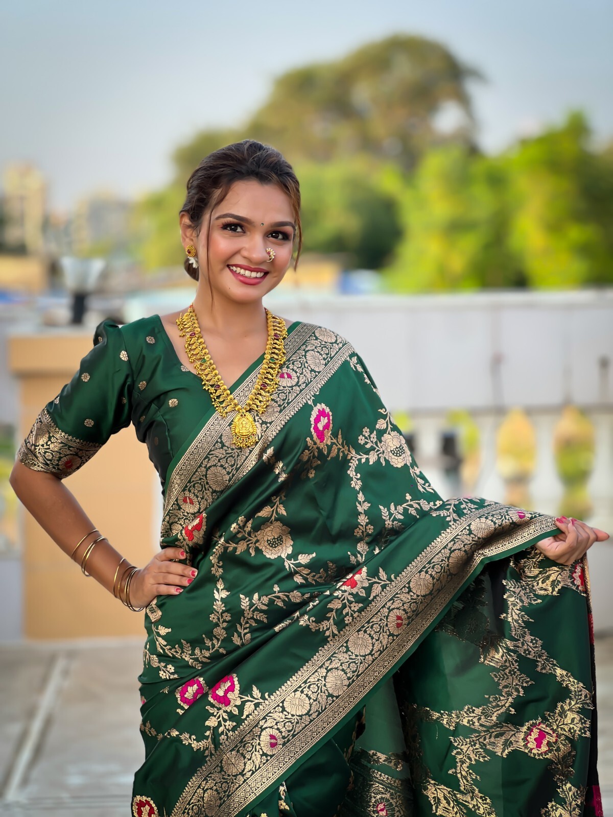 Meenakari Soft Banarasi Silk Women Sari Designer Weaving Indian Traditional Sari