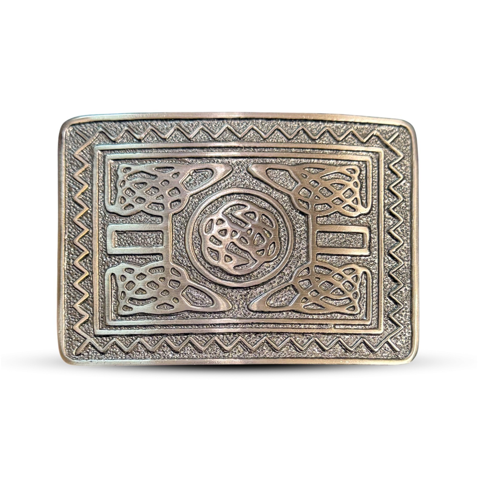 Scottish Highland CELTIC ETERNITY KNOT Kilt Belt Buckle Nickel Antique