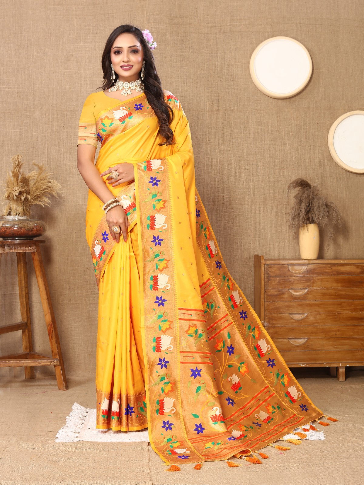 Premium Lichi Silk Saree Copper Zari Woven Rich Pallu Latest Trending Sari Gift