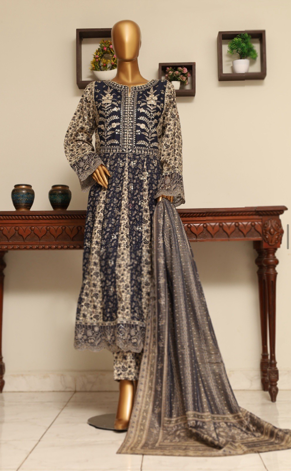 BIN SAEED EXCLUSIVE LAWN FULL EMBROIDERED FROCKS 3PC COLLECTION