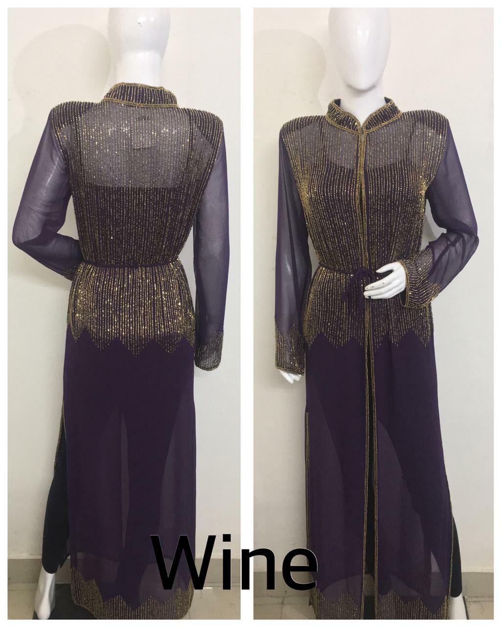 Wine Color Premium Quality Coat design women clothing abaya kaftan Large Size