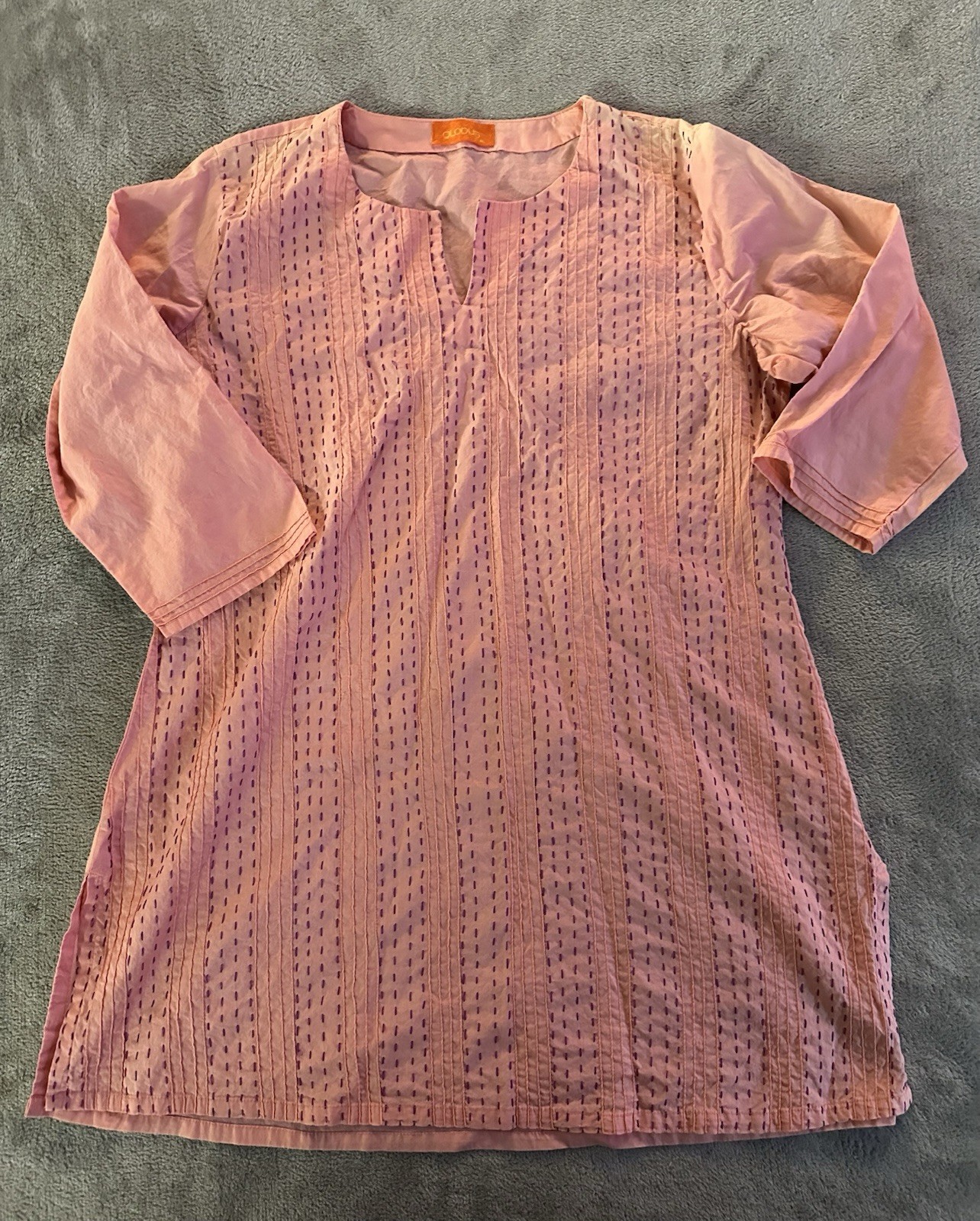 Globus Shirt Womens Extra Large Peach Kurti Striped Stitched