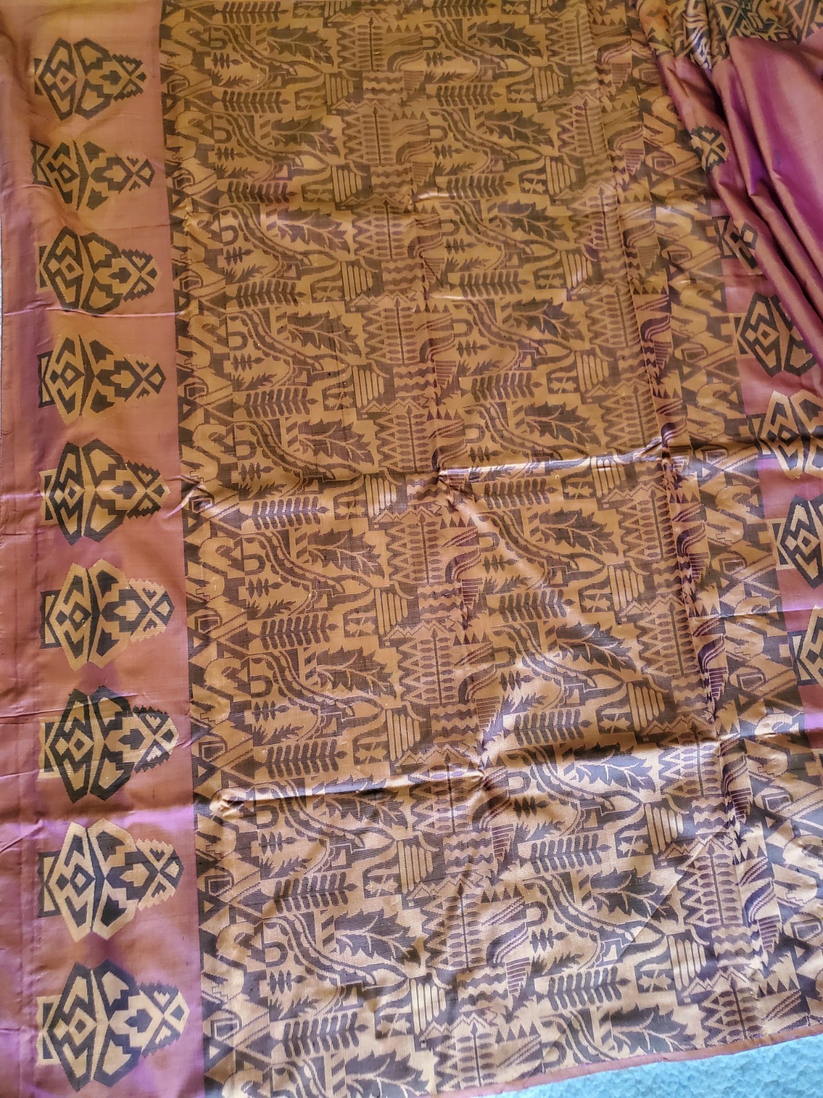 Women Pure Silk Valkalam Saree Threadwork No Zari Vintage Designer Handloom
