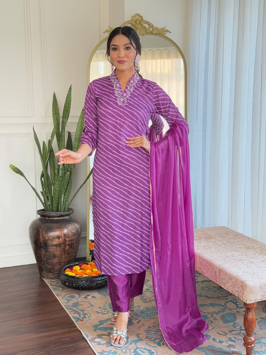 Women’ s MUSLIN Embroidery Kurta with Pant & Dupatta