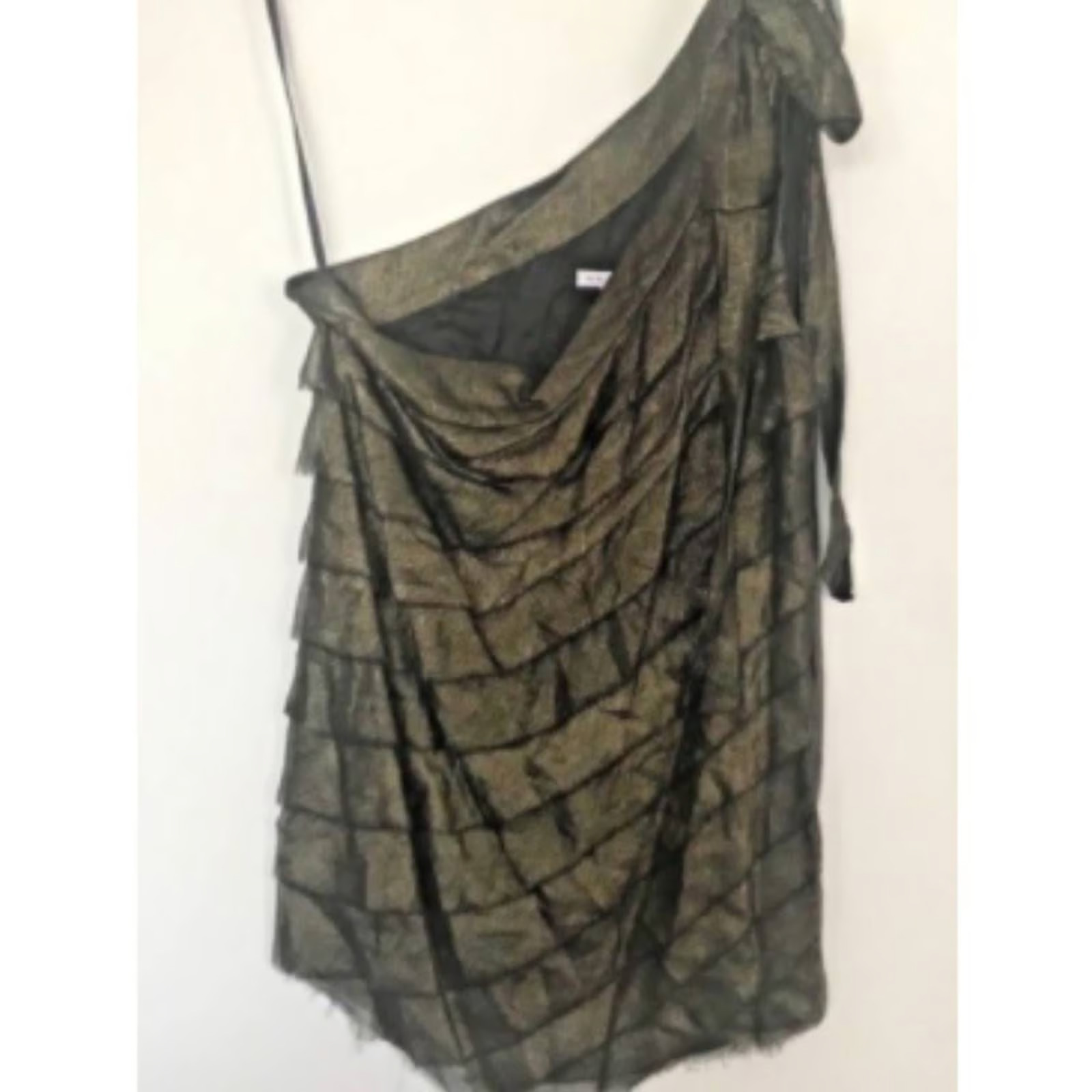 WALTER Silk Ruffle Blouse Black-Gold Sz 10