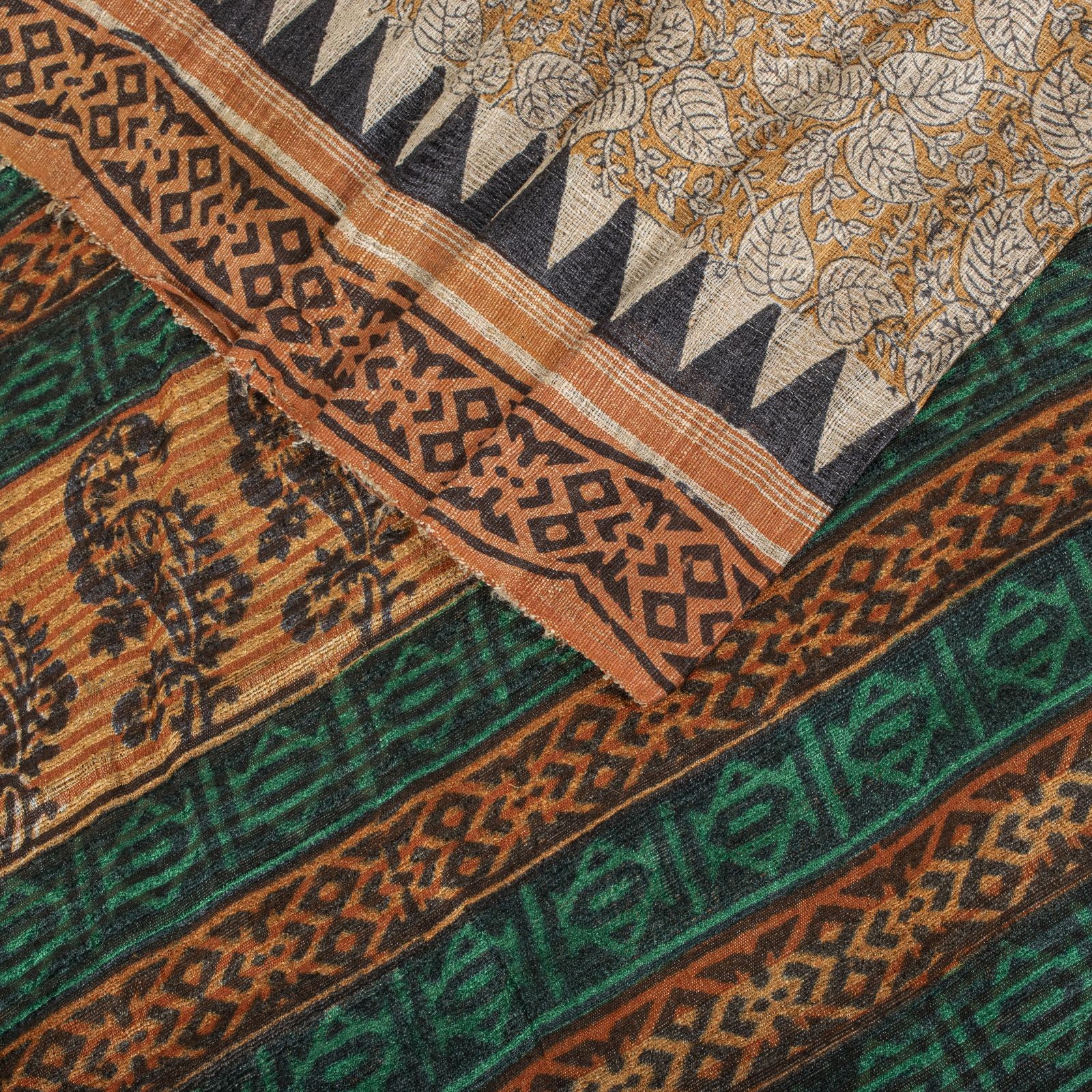 Sanskriti Vintage Saree Orange Pure Jute Silk Floral Kalamkari Printed 6 Yd Sari
