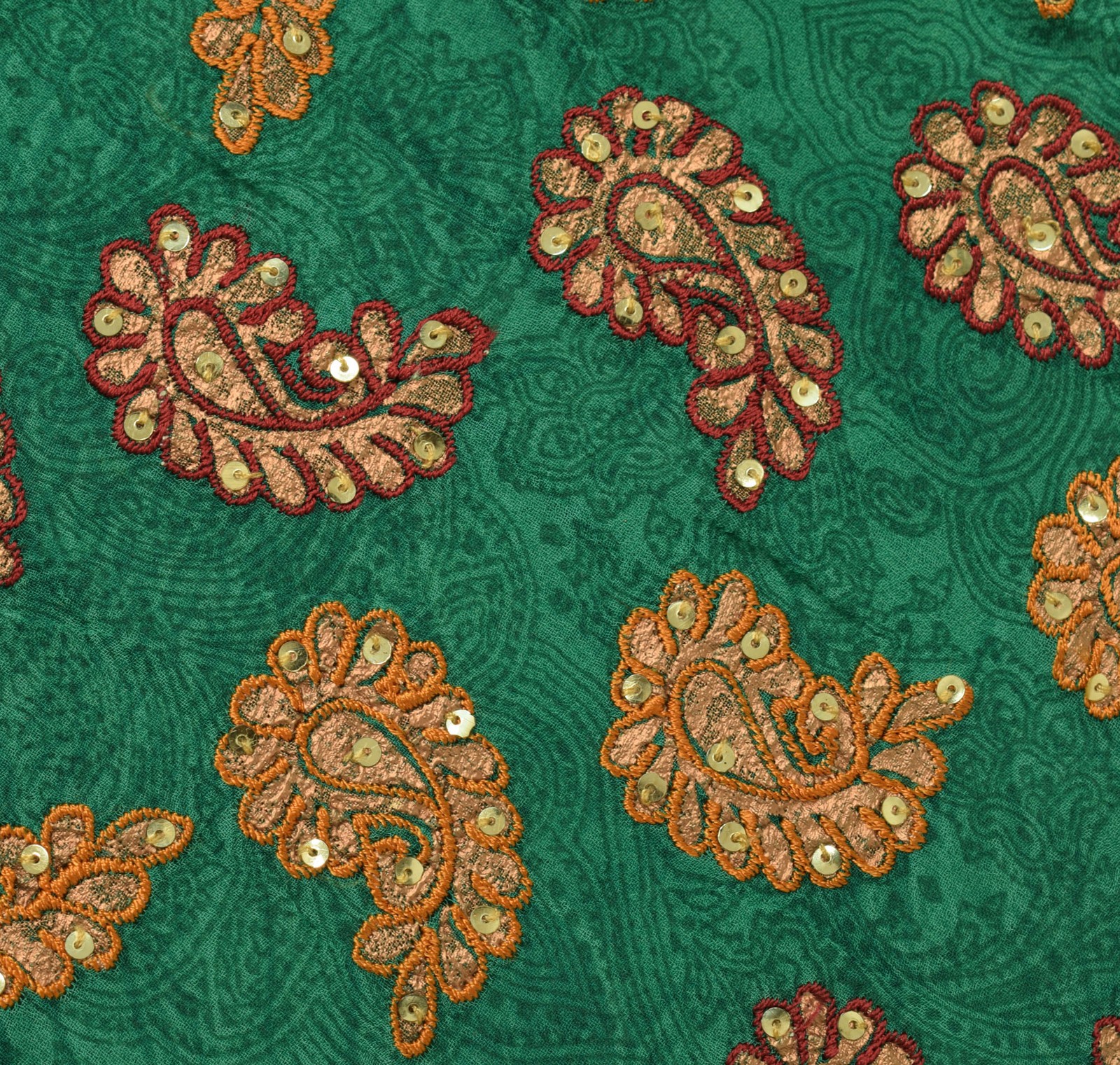 Sushila Vintage Green HEAVY Saree Maroon Border Pure Georgette Embroidered Sari