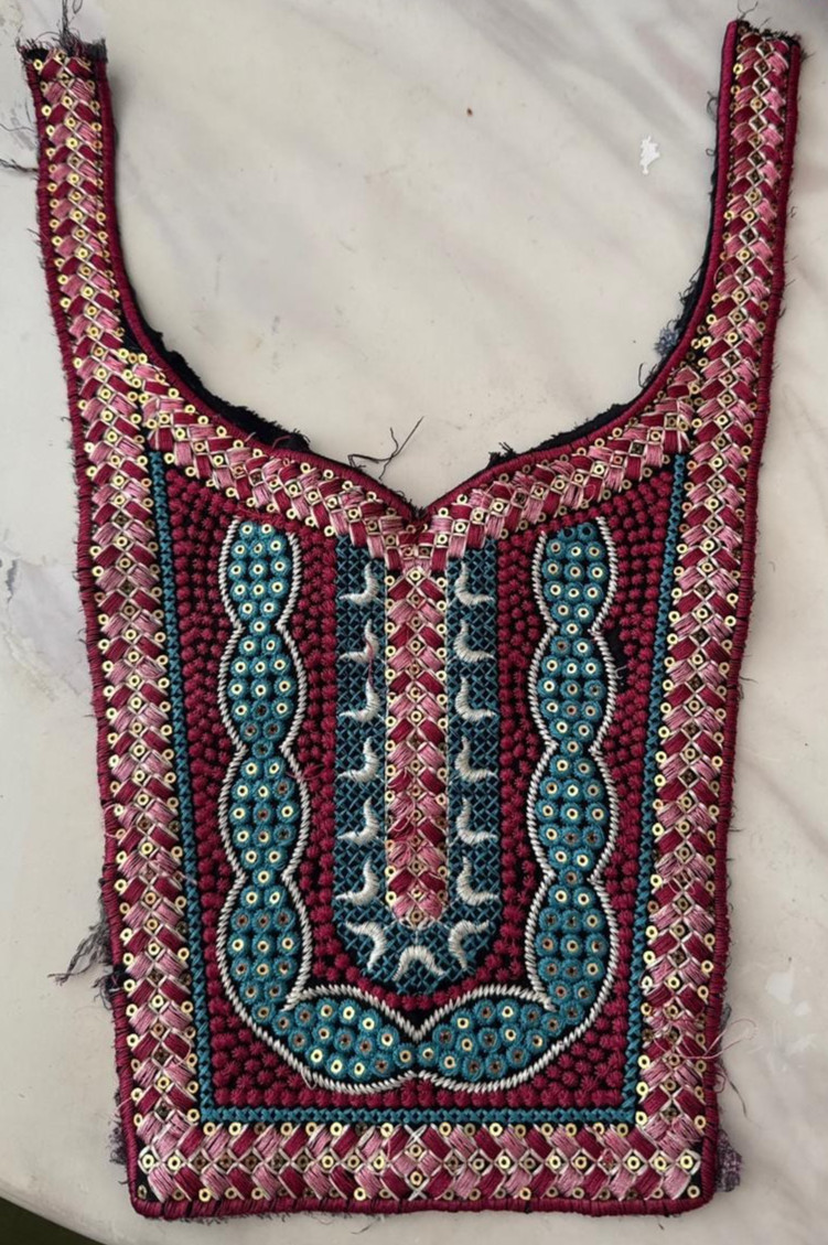 Middle Eastern Embroidered Chest Panel Qabbeh Applique Sequins For Thobe Tatreez
