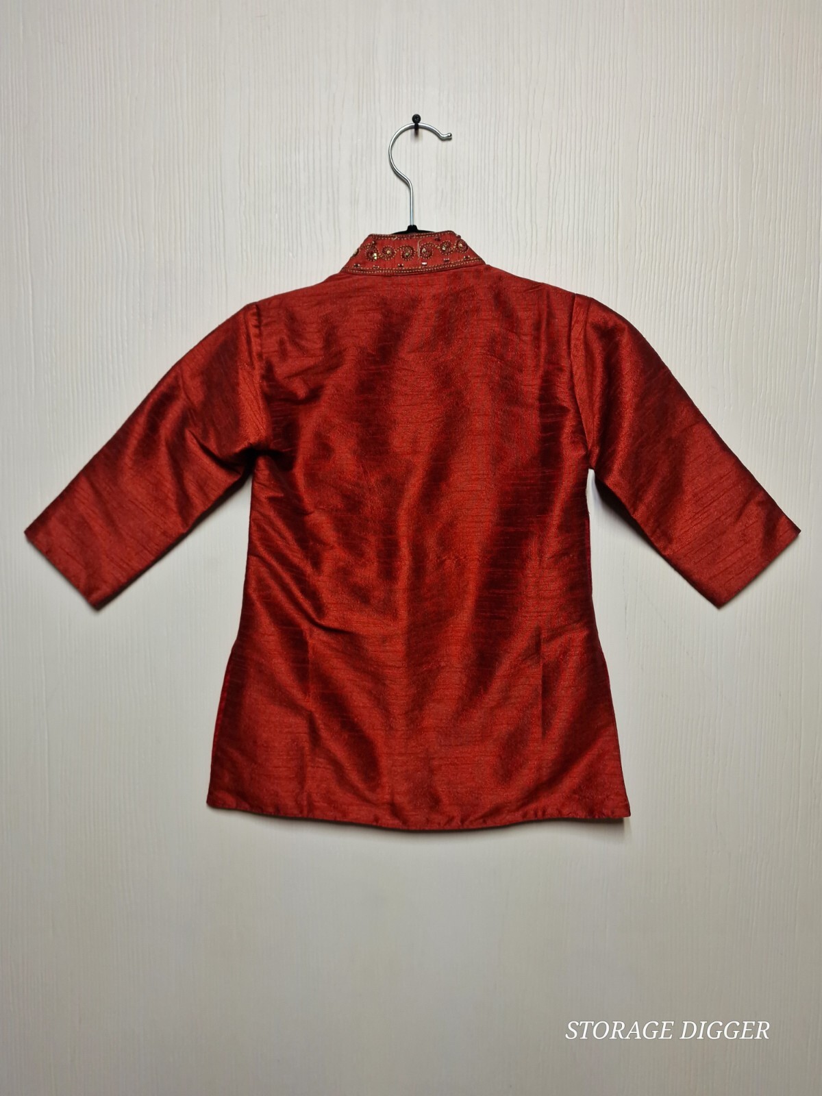 Prasad Apparels Jacket Kurta Boys 2 Maroon Lined Floral Embellished Long Sleeve