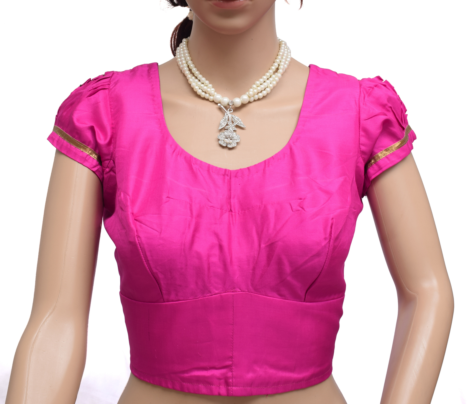 Sushila Vintage Fuchsia Readymade Stitched Sari Blouse Pure Silk Designer Choli