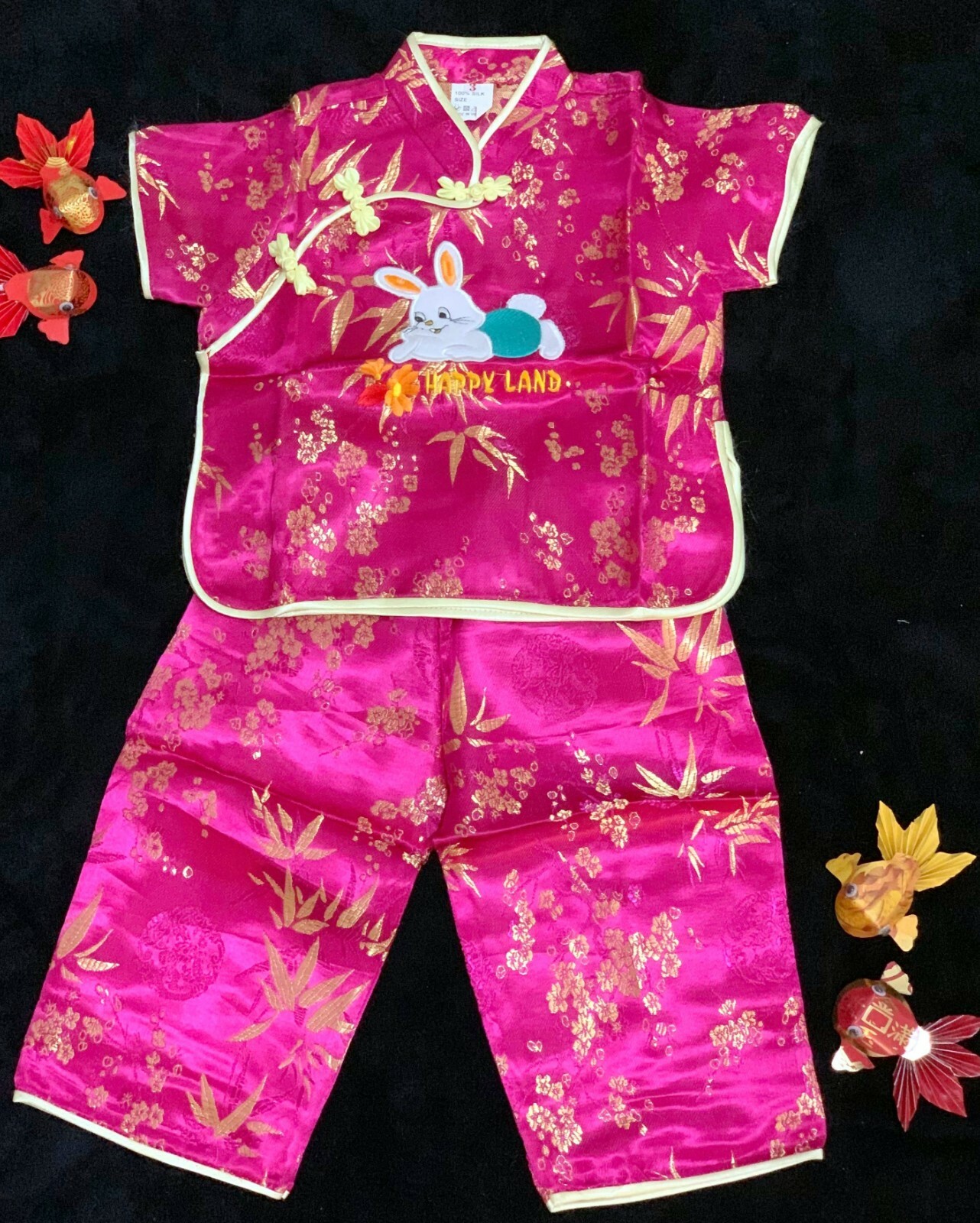 KIDS GIRL CHINESE TRADITIONAL QIPAO TOP & PANTS PINK SIZE 3 (3T) BRAND NEW