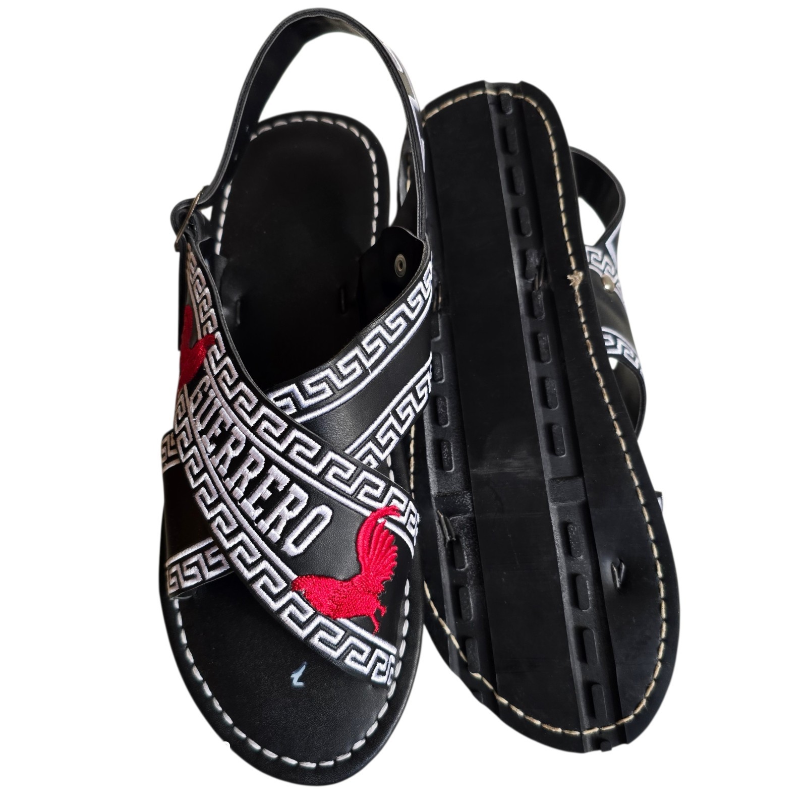 Men’mexican Handmade Black Embroidered Huarache Bordado Número #7 USA