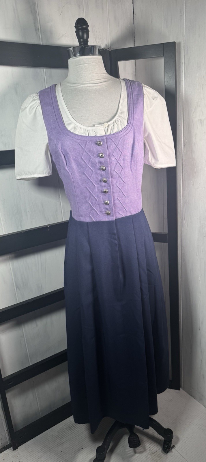 TRACHTEN Real Oktoberfest Dress STOIBER Shirt, Purple/Navy, Size 40, New No Tags