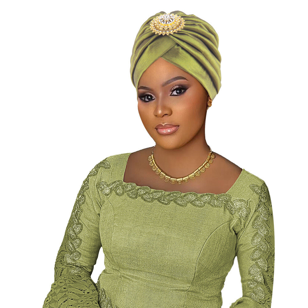 African Women Hat Pleated Turban Cap Hijab Nigerian Headwear Headtie Head Wrap