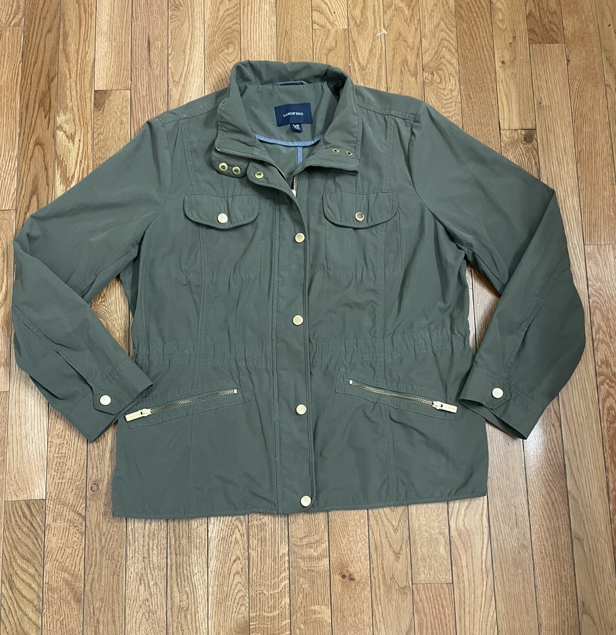 Lands’ End Lightweight Sporty Women’s Utility Jacket Windbreaker Green Size LP