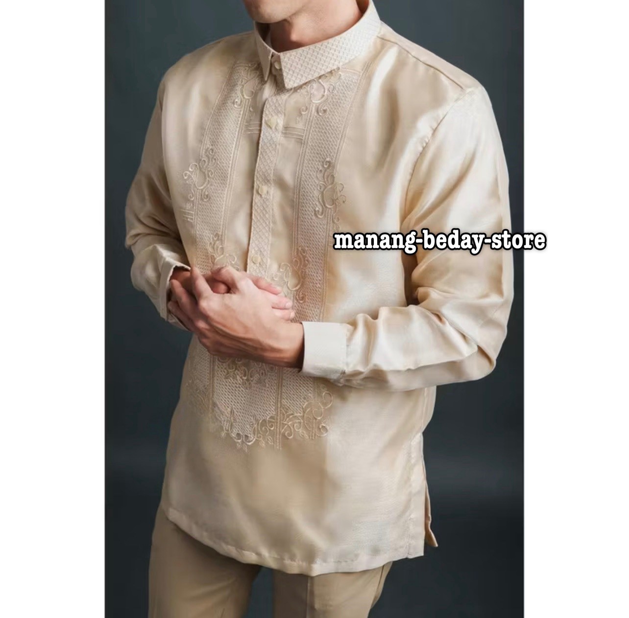 Barong Tagalog For Men With Lining (not see-through) Beige size XL