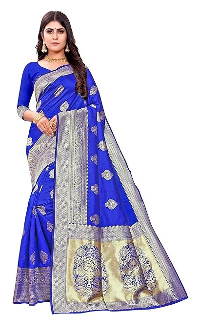 Women’s Pure Kanjivaram Silk Saree Soft Design With Blouse Piece For Wedding