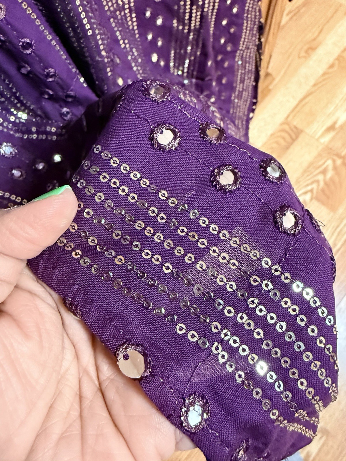 NWT Men’s TEEN BOYS Kurta PAJAMA SET SZ 36 S PURPLE SEQUINS India-USA seller