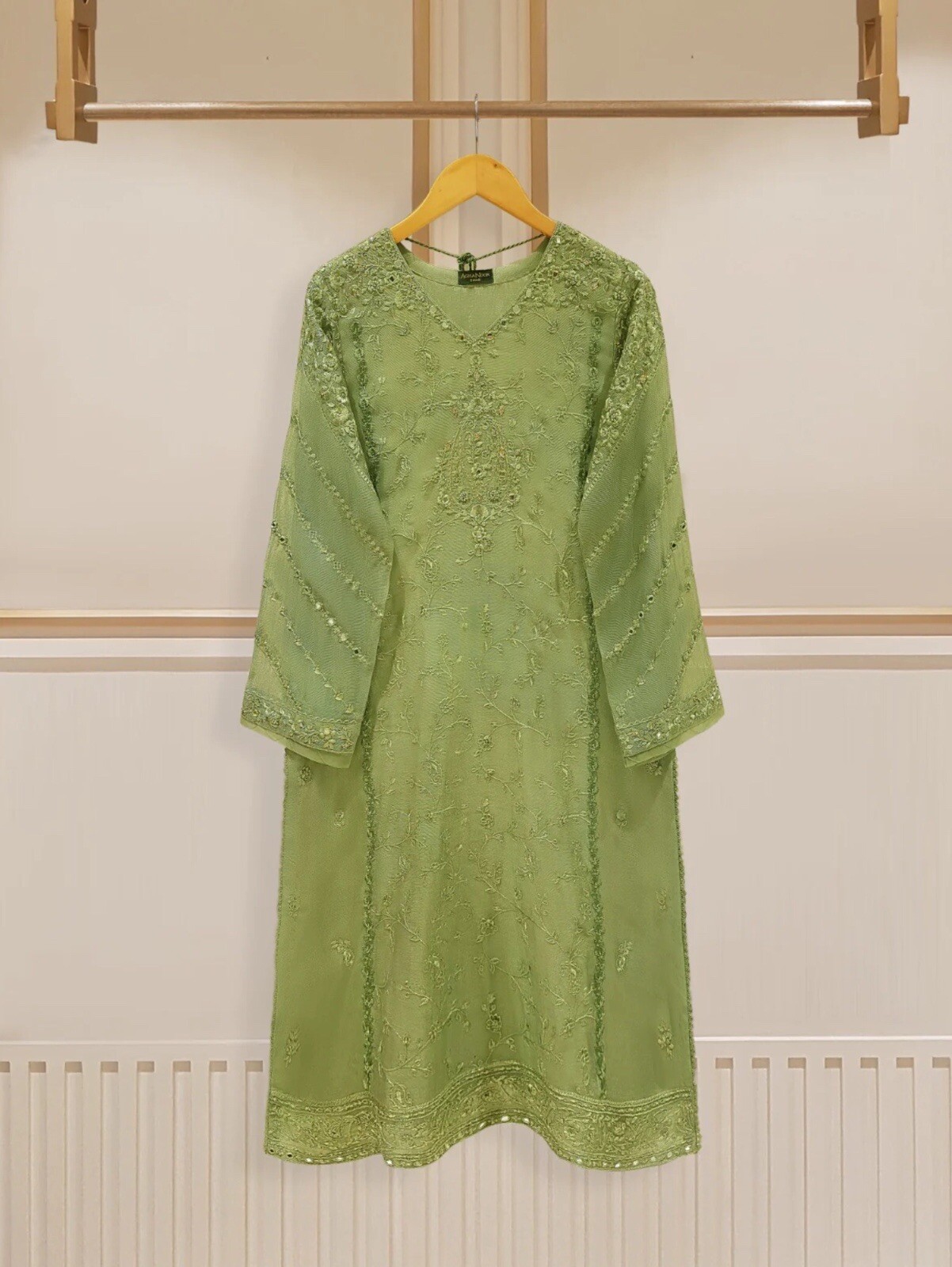 100% Original Agha Noor Heavily Embroidered Pure Cotton Net Kurta and Pants