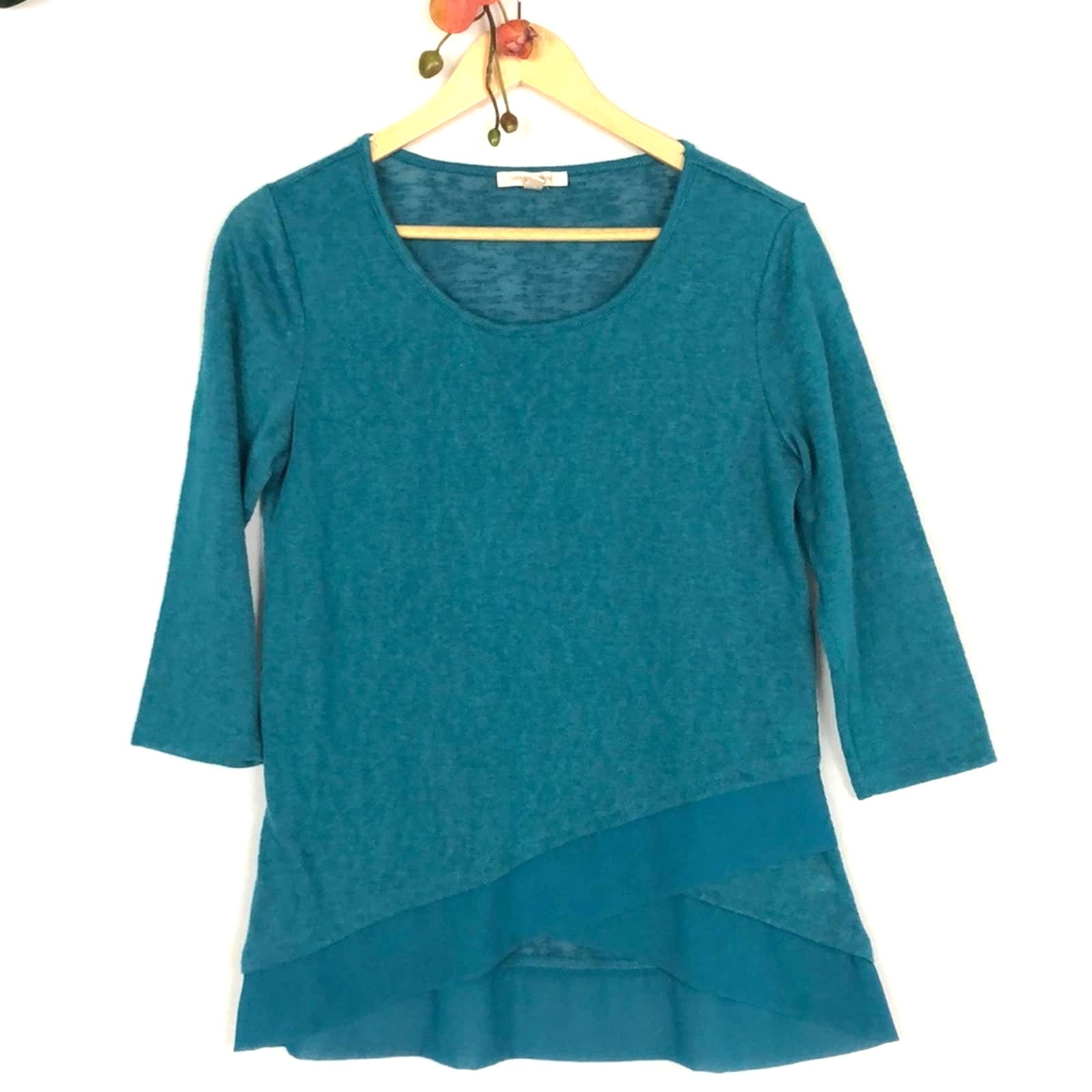 Teal Hi-Low 3/4 Sleeve Blouse sz S