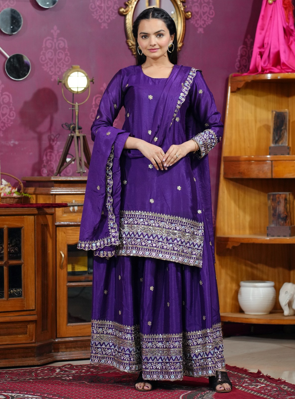 Latest Collection Heavy Star Georgette Kurta Palazzo With Dupatta For Women