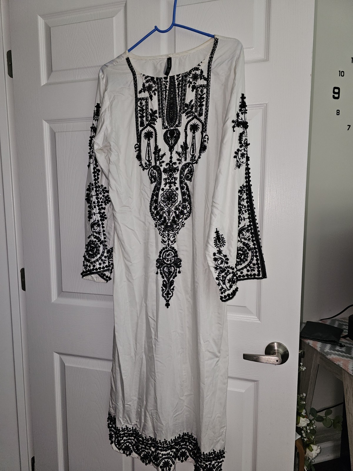 White long top shirt Blouse women Pakistani Kameez sz L